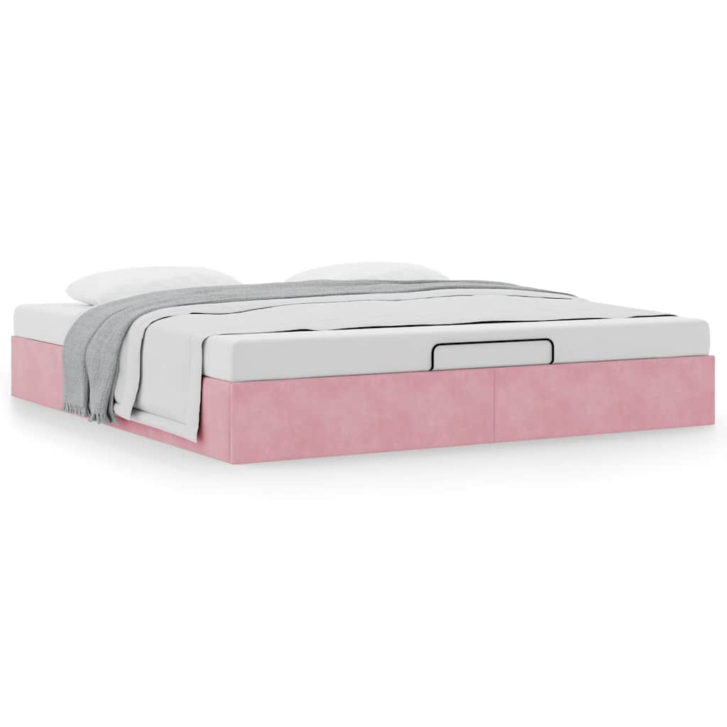 Struttura Letto Pouf senza Materasso Rosa 180x200 cm in Velluto