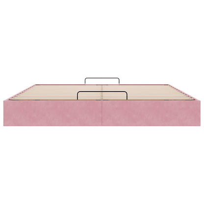 Struttura Letto Pouf senza Materasso Rosa 180x200 cm in Velluto