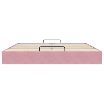 Struttura Letto Pouf senza Materasso Rosa 200x200 cm in Velluto