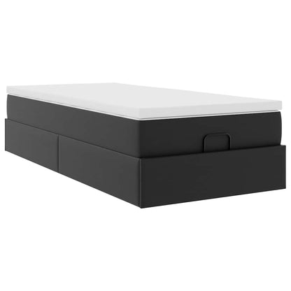 Struttura Letto Pouf con Materasso Nero 80x200 cm Similpelle | homemem39
