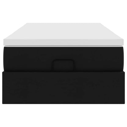 Struttura Letto Pouf con Materasso Nero 80x200 cm Similpelle | homemem39
