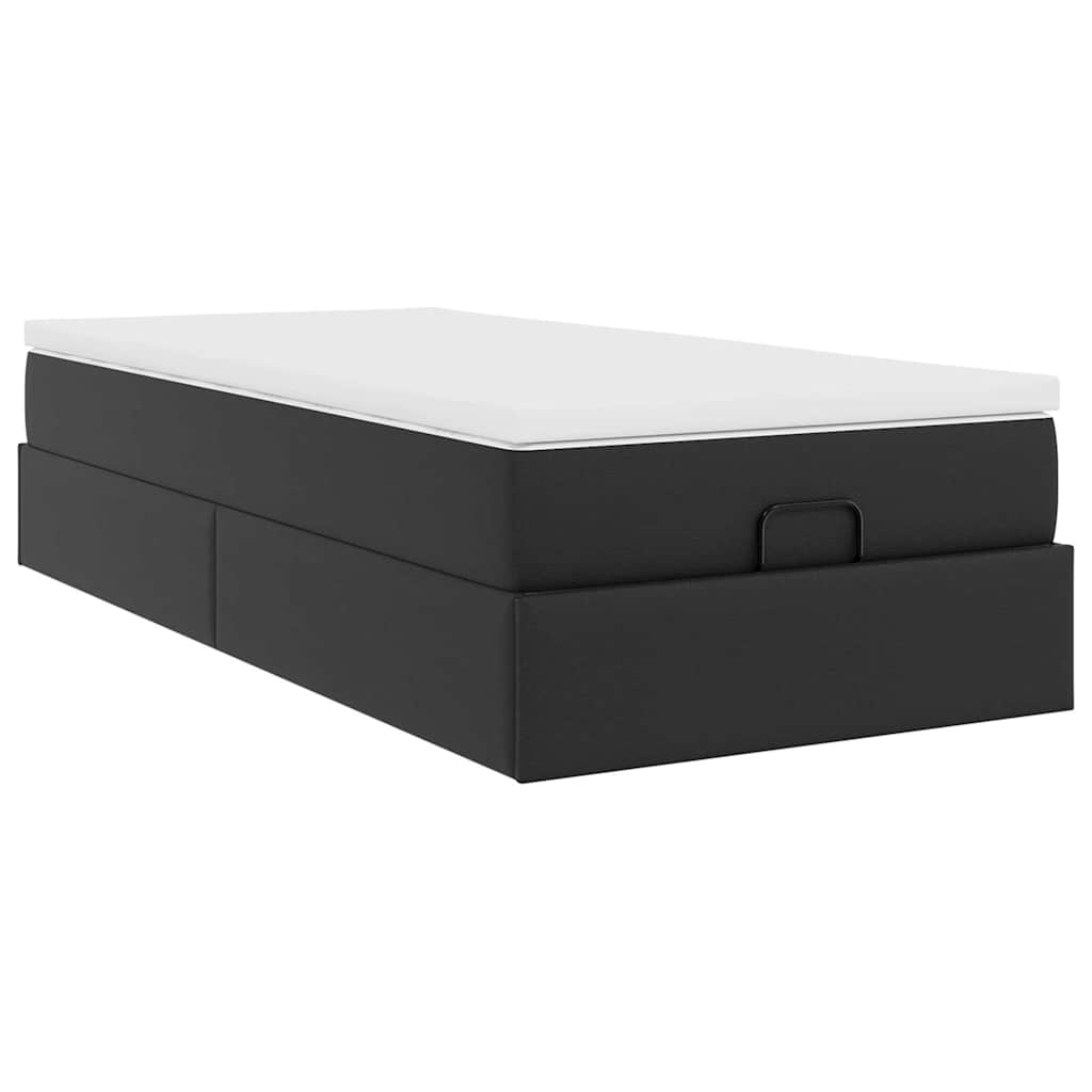 Struttura Letto Pouf con Materasso Nero 80x200 cm Similpelle | homemem39