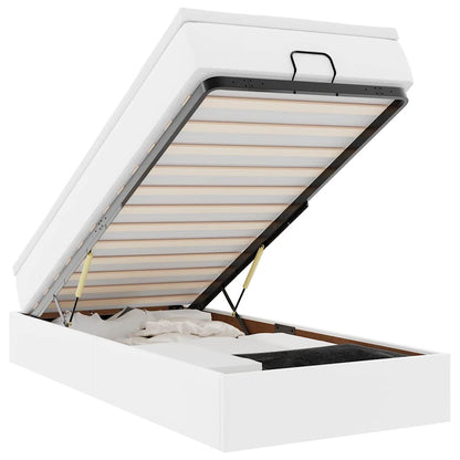 Struttura Letto Pouf con Materasso Bianco 80x200 cm Similpelle