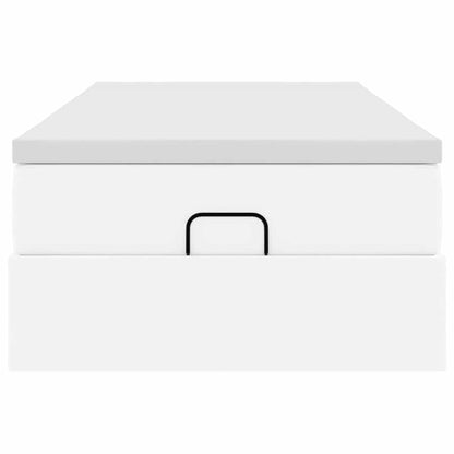 Struttura Letto Pouf con Materasso Bianco 80x200 cm Similpelle