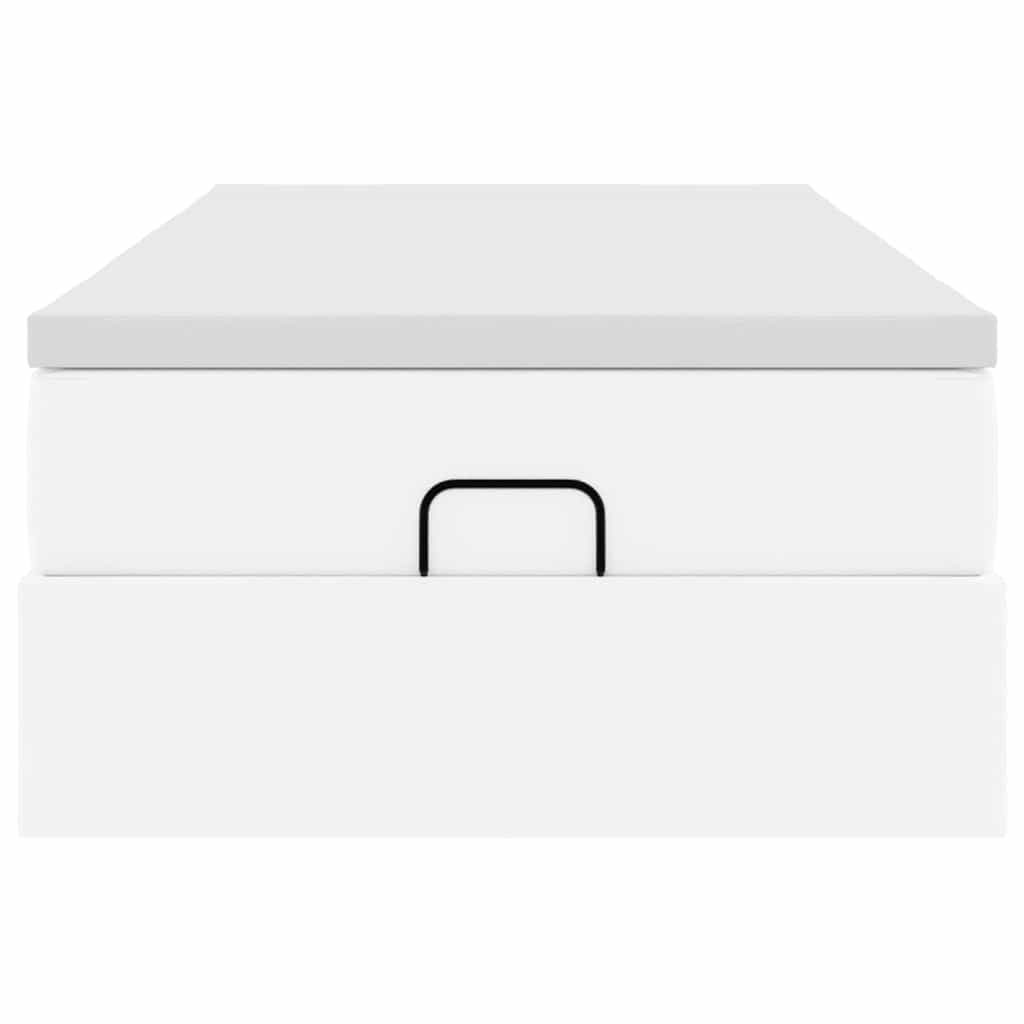 Struttura Letto Pouf con Materasso Bianco 80x200 cm Similpelle