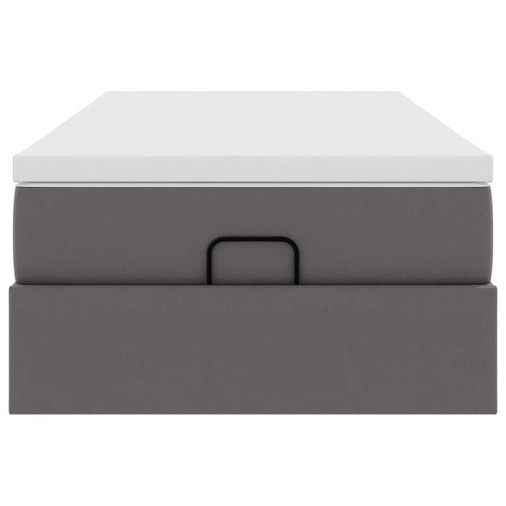Struttura Letto Pouf con Materasso Grigio 80x200 cm Similpelle | homemem39