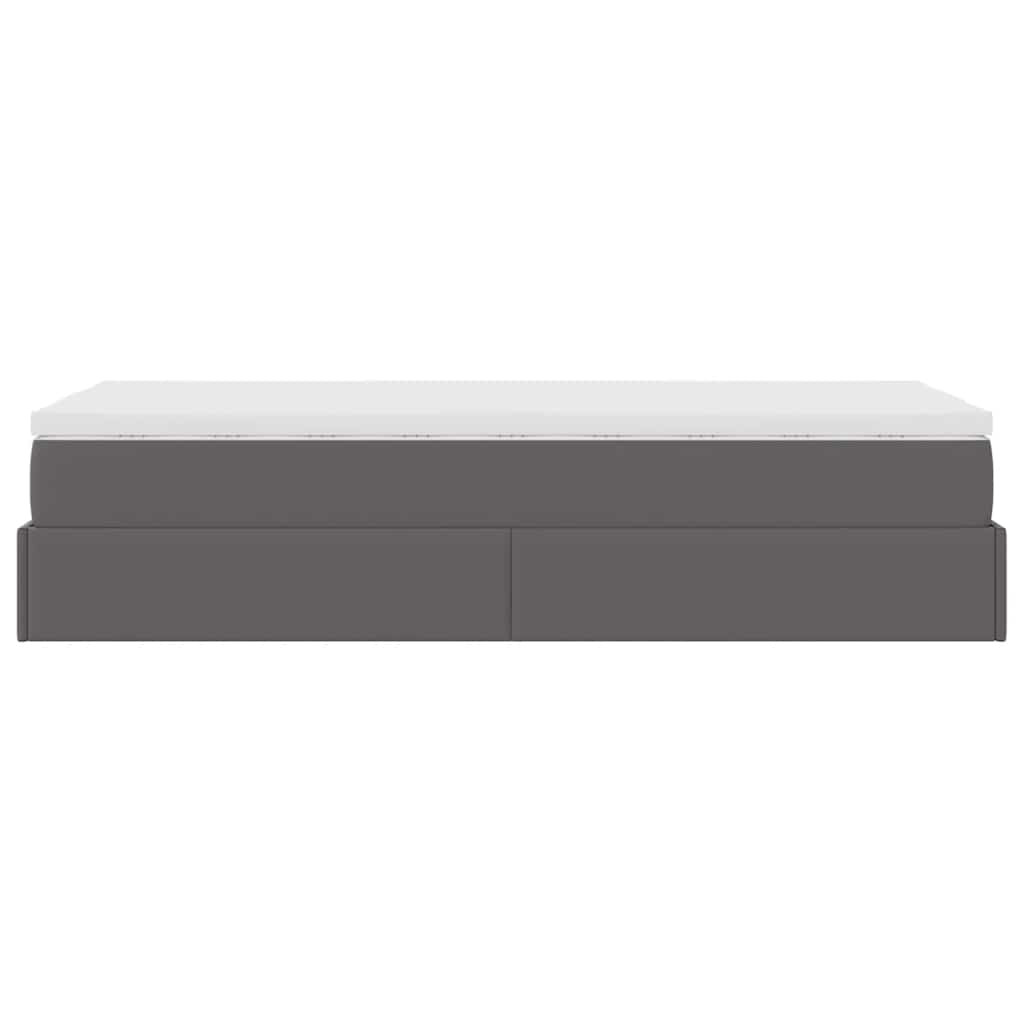 Struttura Letto Pouf con Materasso Grigio 80x200 cm Similpelle | homemem39