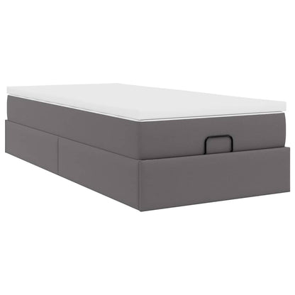 Struttura Letto Pouf con Materasso Grigio 80x200 cm Similpelle | homemem39