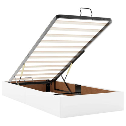 Struttura Letto Pouf con Materasso Bianco 90x190 cm Similpelle