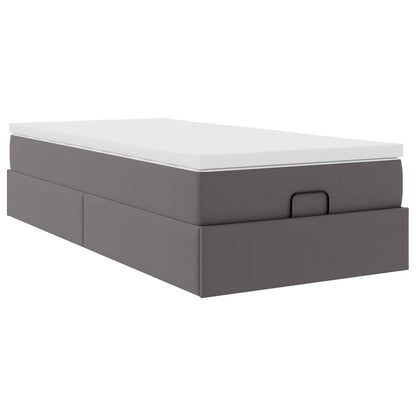 Struttura Letto Pouf con Materasso Grigio 90x190 cm Similpelle | homemem39
