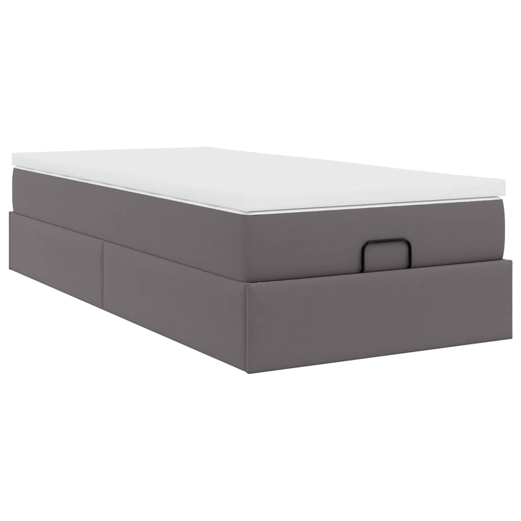 Struttura Letto Pouf con Materasso Grigio 90x190 cm Similpelle | homemem39