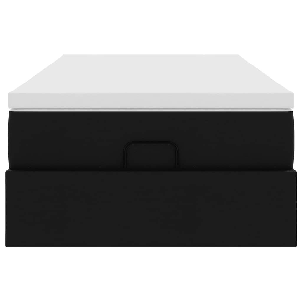 Struttura Letto Pouf con Materasso Nero 90x200 cm Similpelle | homemem39