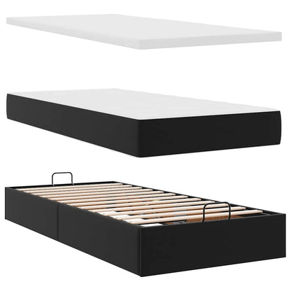 Struttura Letto Pouf con Materasso Nero 90x200 cm Similpelle | homemem39