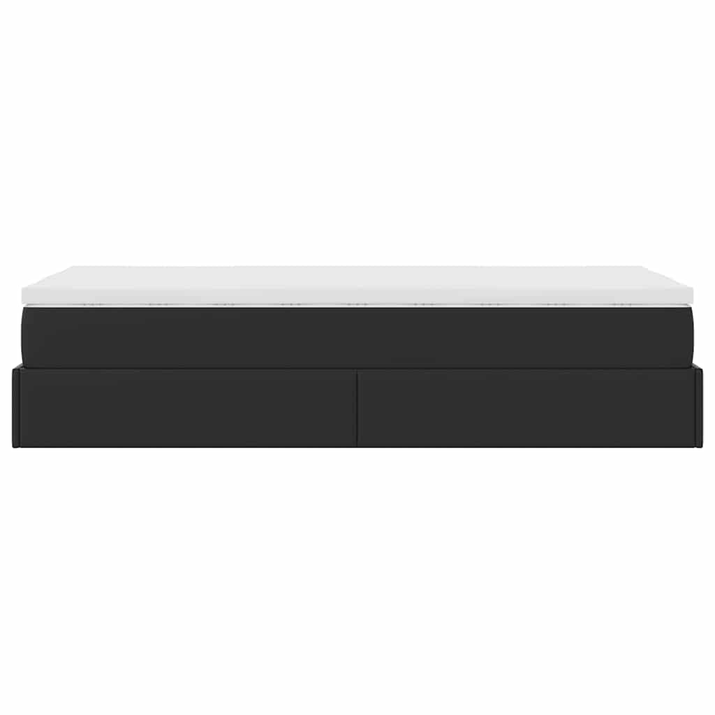 Struttura Letto Pouf con Materasso Nero 90x200 cm Similpelle | homemem39