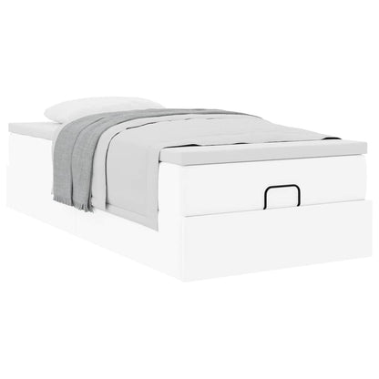 Struttura Letto Pouf con Materasso Bianco 90x200 cm Similpelle | homemem39