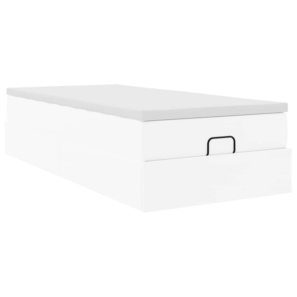Struttura Letto Pouf con Materasso Bianco 90x200 cm Similpelle | homemem39