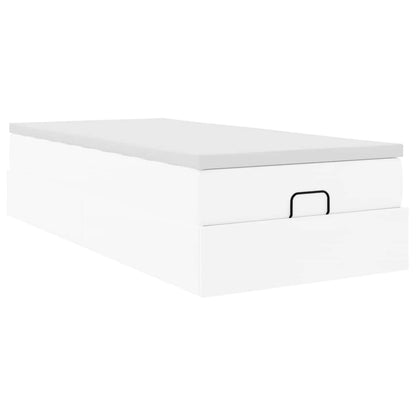 Struttura Letto Pouf con Materasso Bianco 90x200 cm Similpelle | homemem39