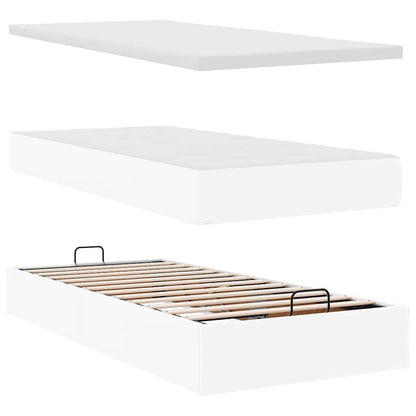 Struttura Letto Pouf con Materasso Bianco 90x200 cm Similpelle | homemem39