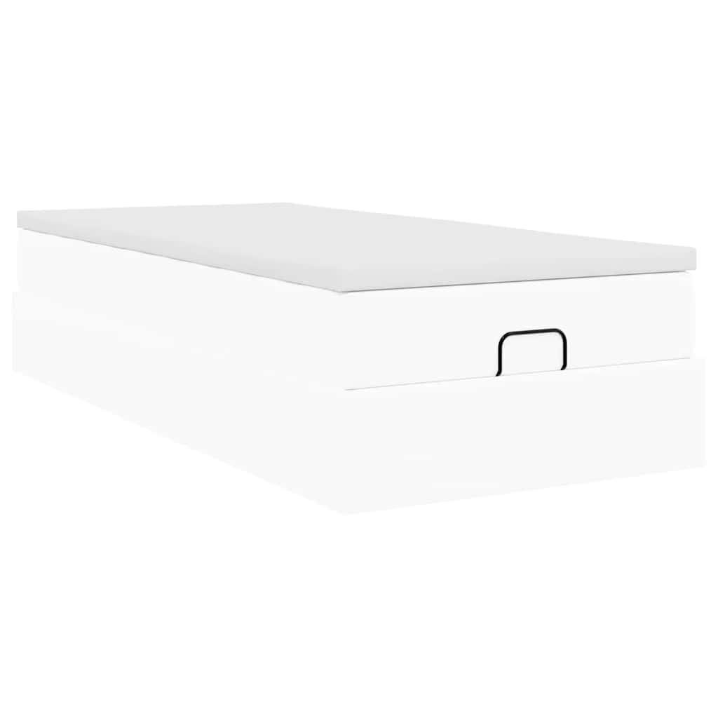 Struttura Letto Pouf con Materasso Bianco 90x200 cm Similpelle | homemem39