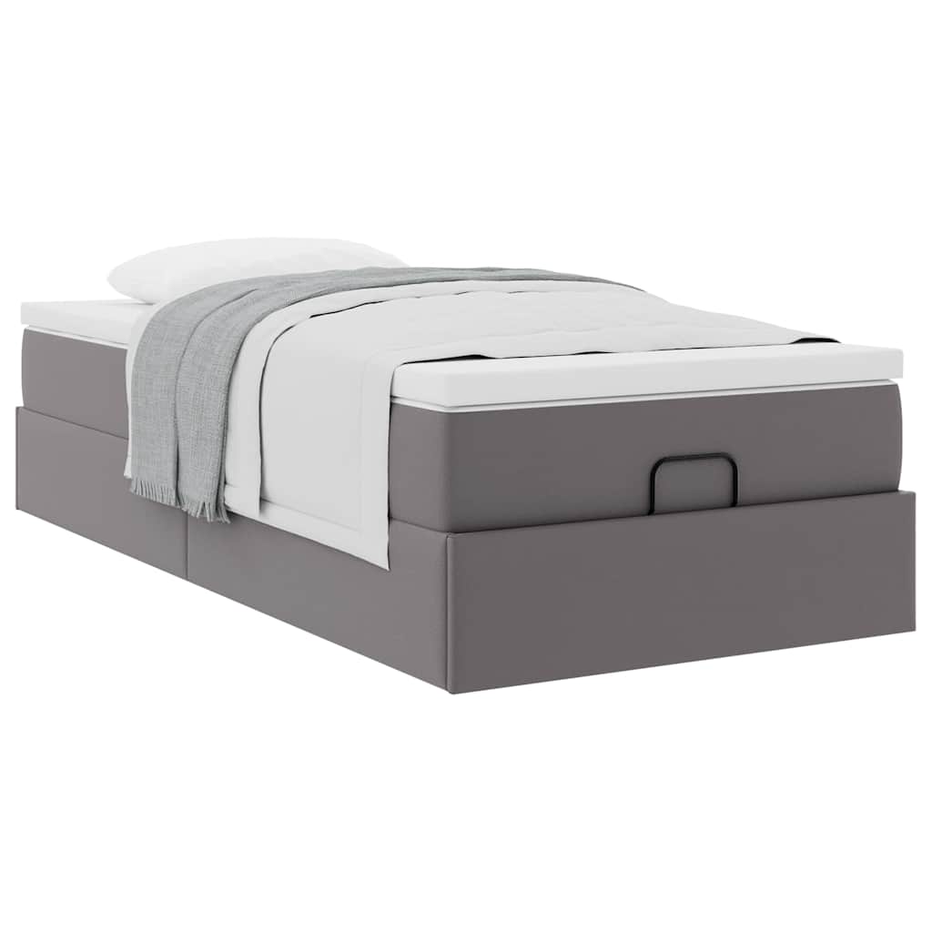 Struttura Letto Pouf con Materasso Grigio 90x200 cm Similpelle | homemem39