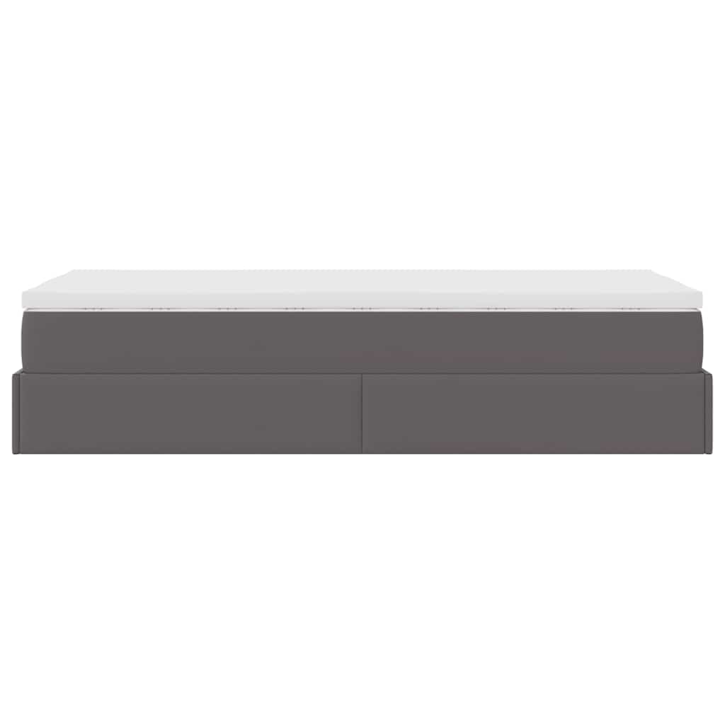 Struttura Letto Pouf con Materasso Grigio 90x200 cm Similpelle | homemem39
