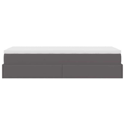 Struttura Letto Pouf con Materasso Grigio 90x200 cm Similpelle | homemem39