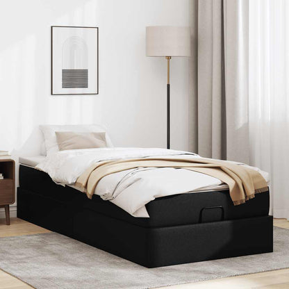 Struttura Letto Pouf con Materasso Nero 100x200 cm Similpelle - homemem39