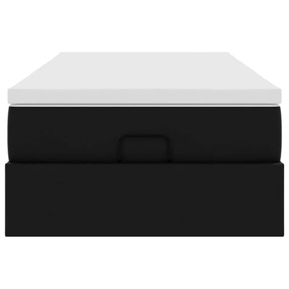 Struttura Letto Pouf con Materasso Nero 100x200 cm Similpelle - homemem39