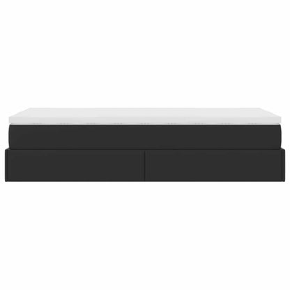 Struttura Letto Pouf con Materasso Nero 100x200 cm Similpelle - homemem39