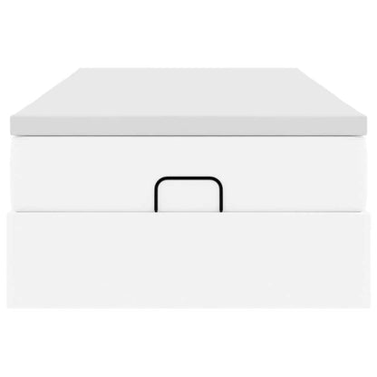 Struttura Letto Pouf con Materasso Bianco 100x200 cm Similpelle