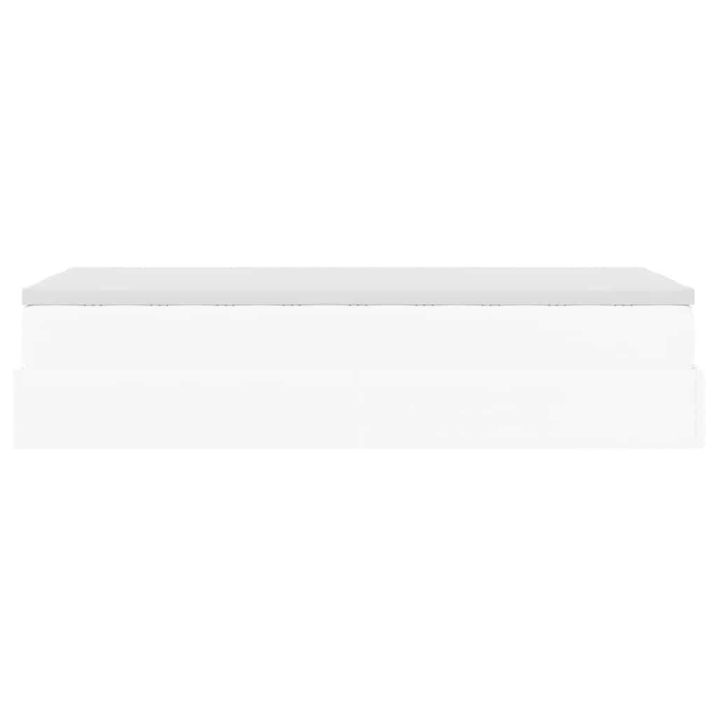 Struttura Letto Pouf con Materasso Bianco 100x200 cm Similpelle