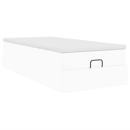 Struttura Letto Pouf con Materasso Bianco 100x200 cm Similpelle