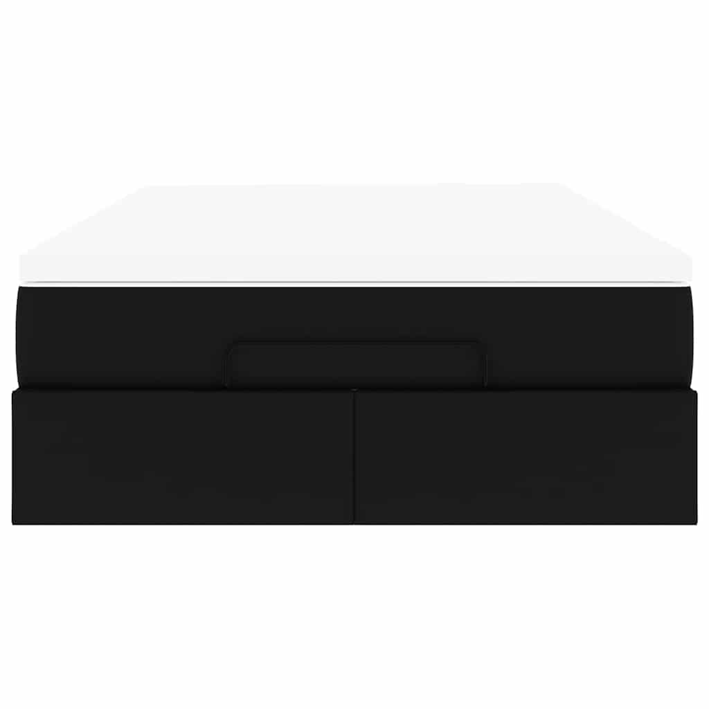 Struttura Letto Pouf con Materasso Nero 120x190 cm Similpelle - homemem39