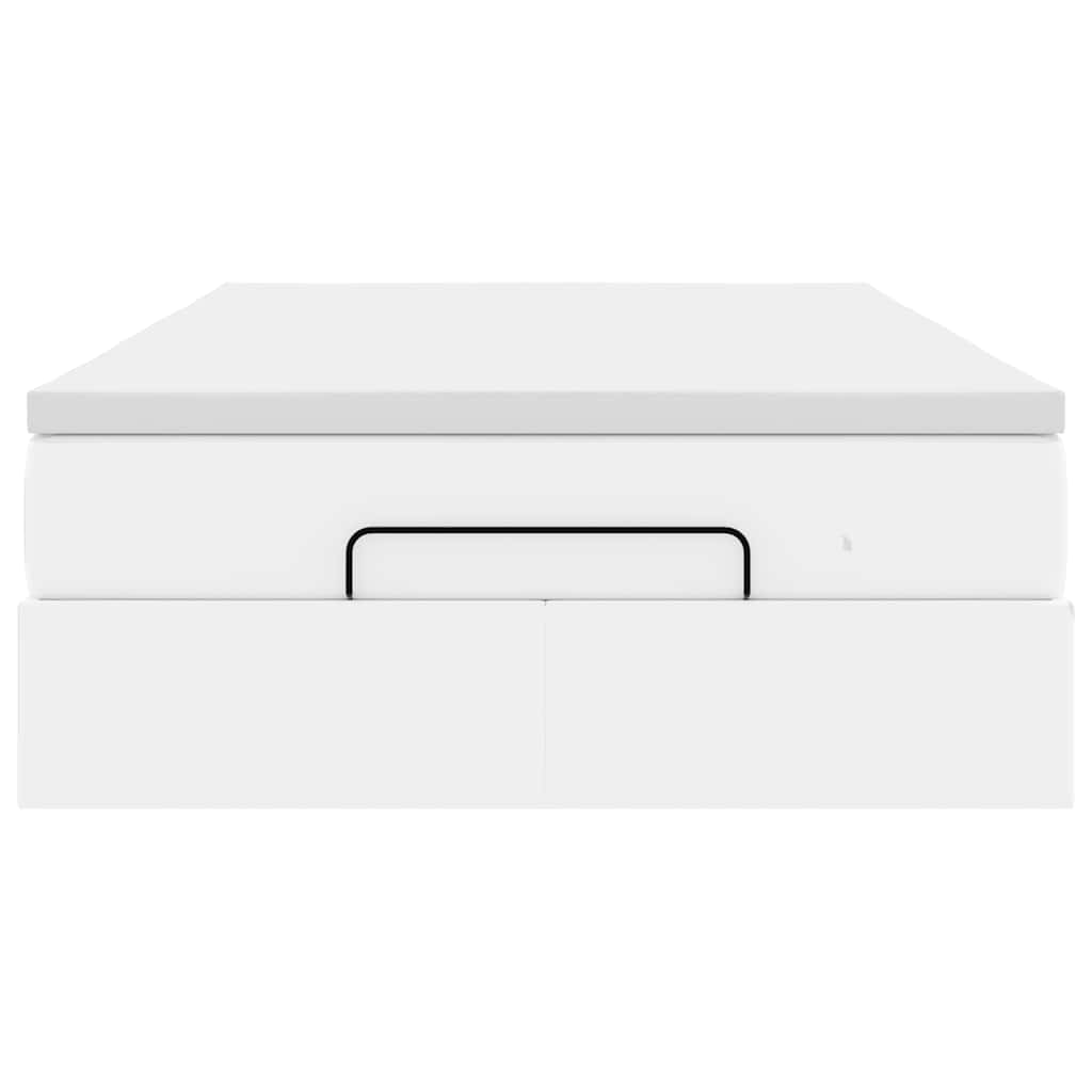 Struttura Letto Pouf con Materasso Bianco 120x190 cm Similpelle