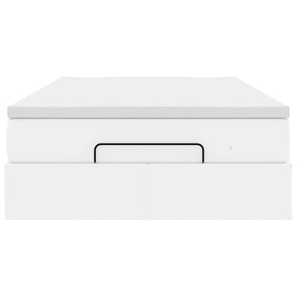 Struttura Letto Pouf con Materasso Bianco 120x190 cm Similpelle