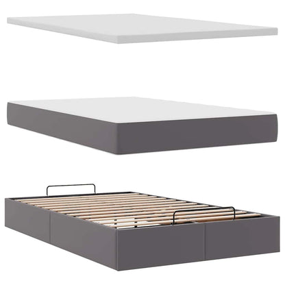 Struttura Letto Pouf con Materasso Grigio 120x190 cm Similpelle | homemem39