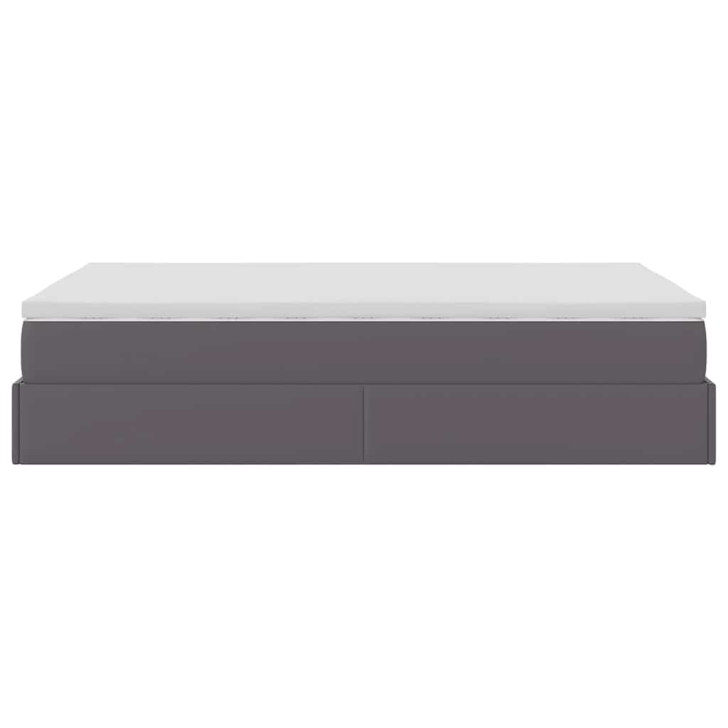 Struttura Letto Pouf con Materasso Grigio 120x190 cm Similpelle | homemem39