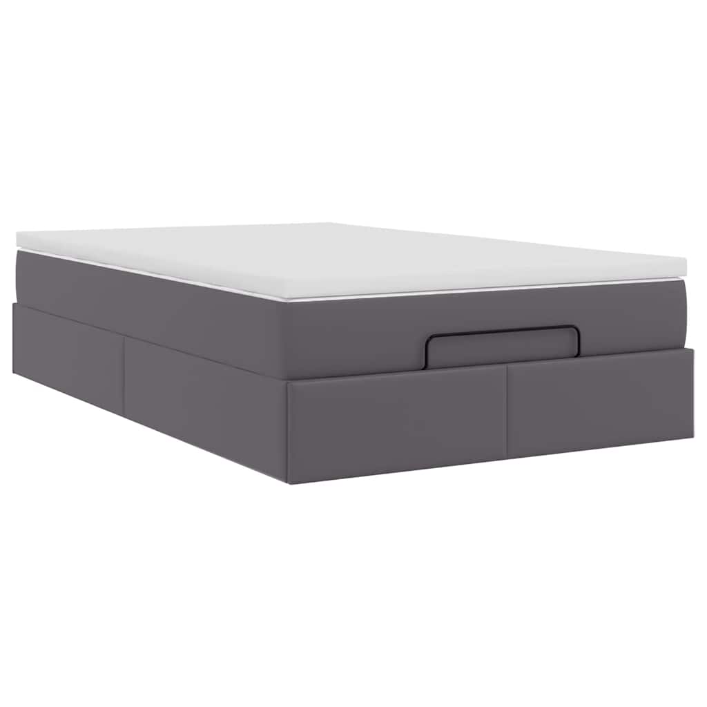 Struttura Letto Pouf con Materasso Grigio 120x190 cm Similpelle | homemem39
