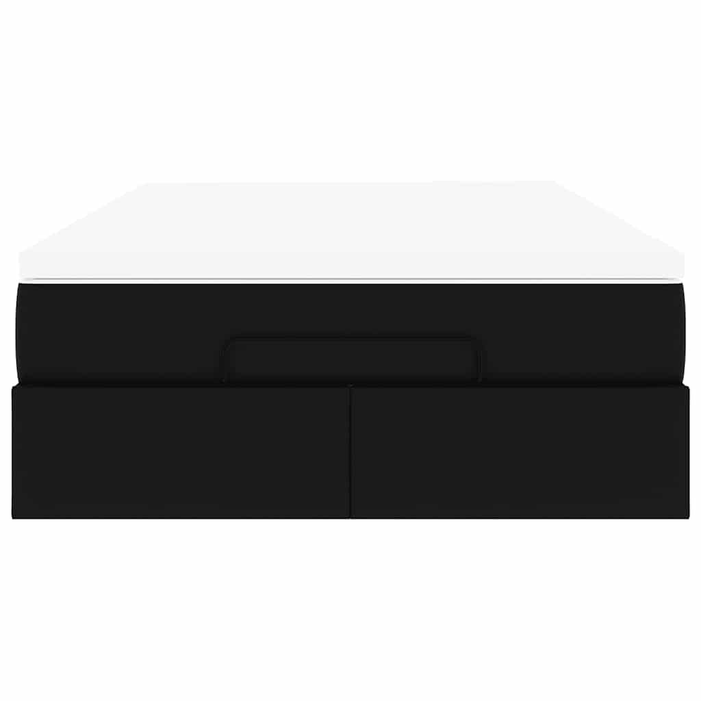 Struttura Letto Pouf con Materasso Nero 120x200 cm Similpelle