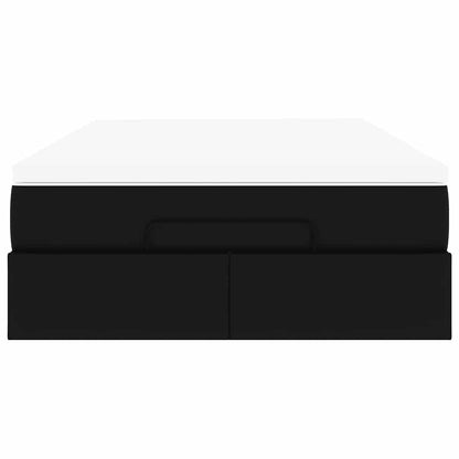 Struttura Letto Pouf con Materasso Nero 120x200 cm Similpelle