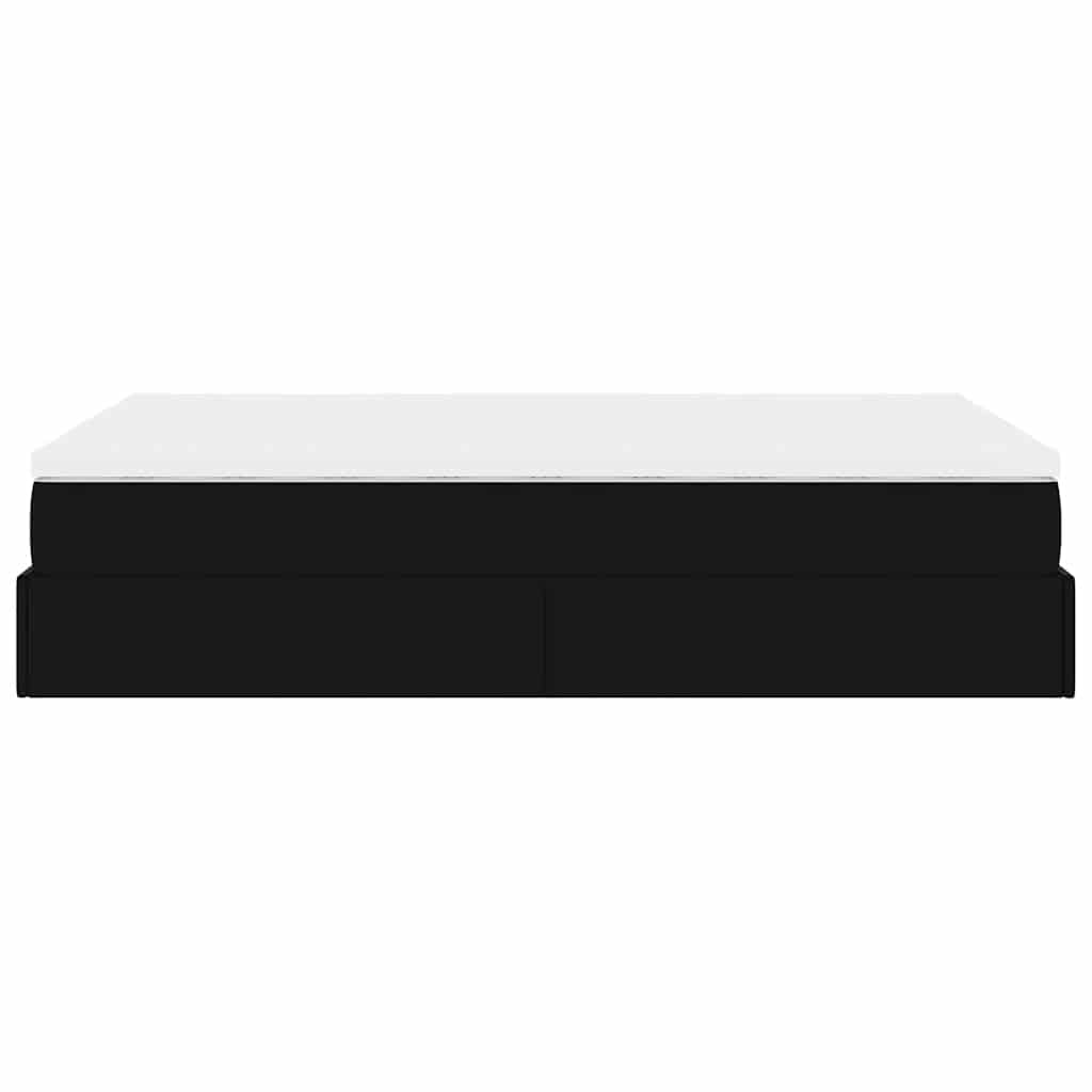 Struttura Letto Pouf con Materasso Nero 120x200 cm Similpelle