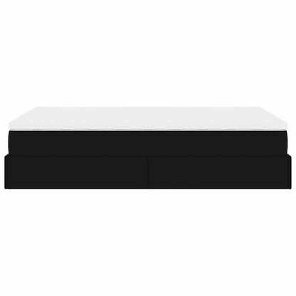 Struttura Letto Pouf con Materasso Nero 120x200 cm Similpelle
