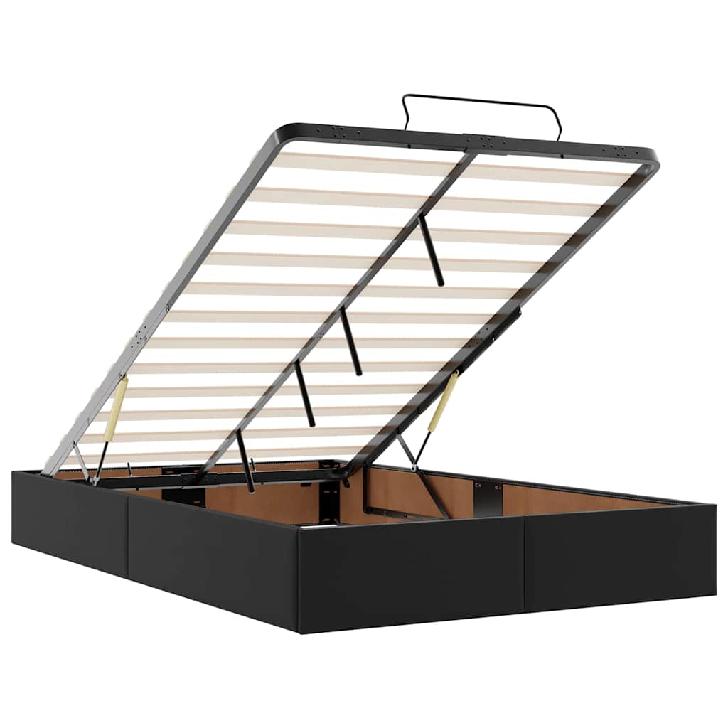 Struttura Letto Pouf con Materasso Nero 120x200 cm Similpelle