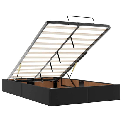 Struttura Letto Pouf con Materasso Nero 120x200 cm Similpelle