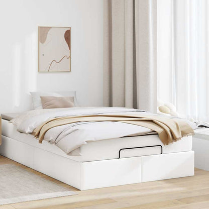 Struttura Letto Pouf con Materasso Bianco 120x200 cm Similpelle | homemem39