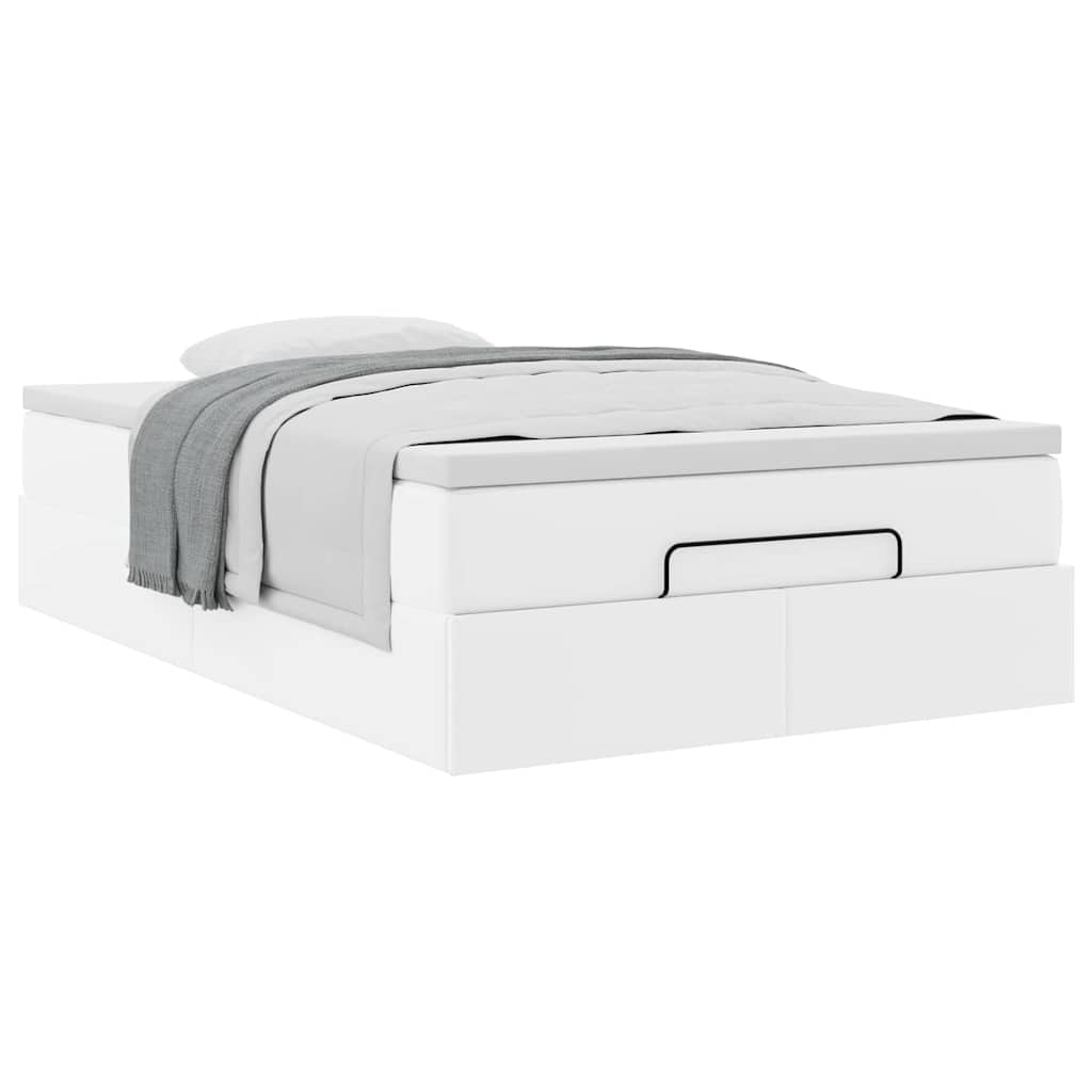Struttura Letto Pouf con Materasso Bianco 120x200 cm Similpelle | homemem39