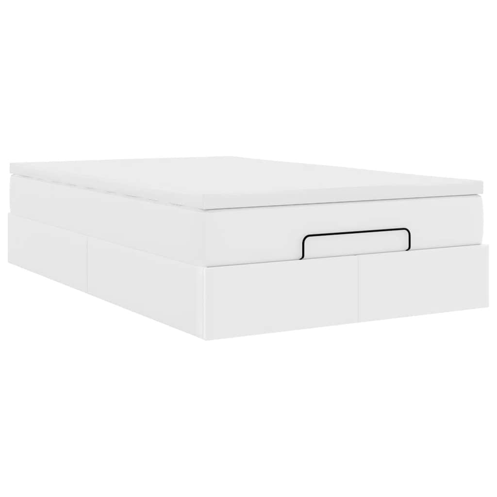Struttura Letto Pouf con Materasso Bianco 120x200 cm Similpelle | homemem39