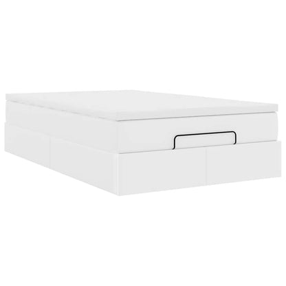 Struttura Letto Pouf con Materasso Bianco 120x200 cm Similpelle | homemem39