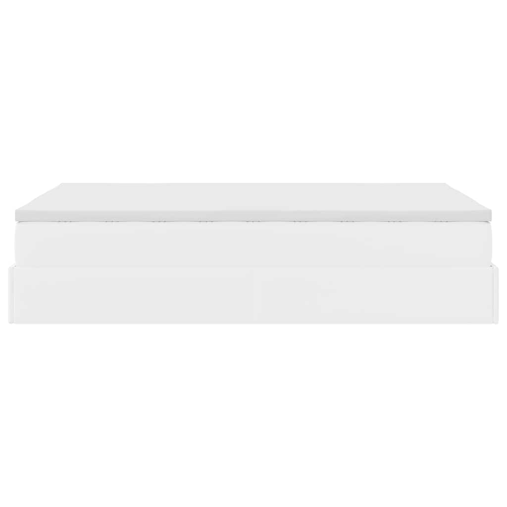 Struttura Letto Pouf con Materasso Bianco 120x200 cm Similpelle | homemem39