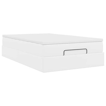 Struttura Letto Pouf con Materasso Bianco 120x200 cm Similpelle | homemem39